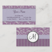 Lavendel-BlumenBündel u. Streifen mit Monogramm Visitenkarte (Vorne/Hinten)
