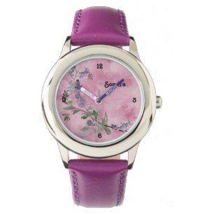 Lavendel-Blumendesign auf einer Lavenderuhr Armbanduhr