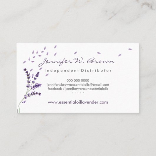 Lavendel-Blumenhändler Visitenkarte (Rückseite)