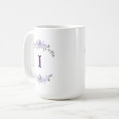 Lavendel-Blumeninitial Persönliches Monogramm Kaffeetasse (Vorderseite Links)