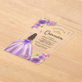 Lavendel Blumenkleid Butterfly Gold Quinceanera Acryleinladungen (Ablage )