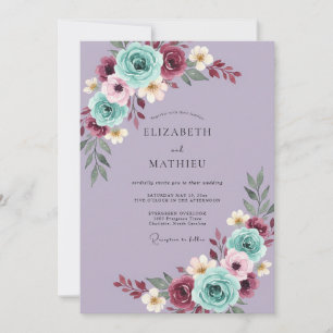 Lavendel-Blumenkunst Hochzeit Einladung