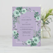 Lavendel-Blumenrand-Hochzeit Einladung (Stehend Vorderseite)