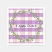 Lavendel Blumenreath Rosa Karo Gewohnter Ostern Serviette (Vorderseite)