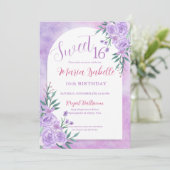 Lavendel Blumensüß 16 Geburtstagsfeier Einladung (Stehend Vorderseite)