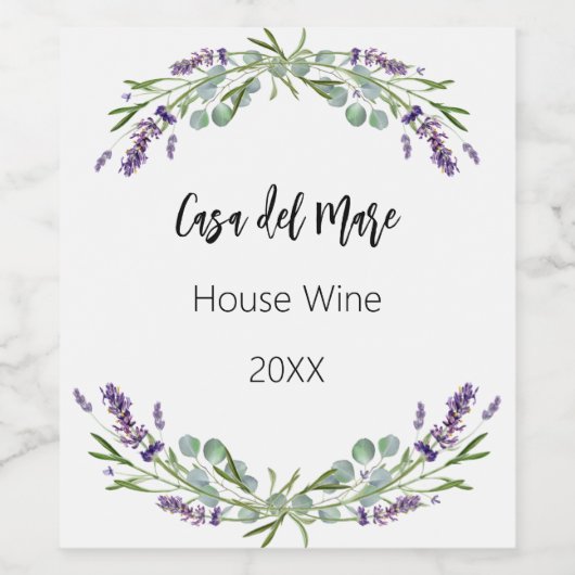 Lavendel Blumenwein Weinetikett (Einzelnes Label)