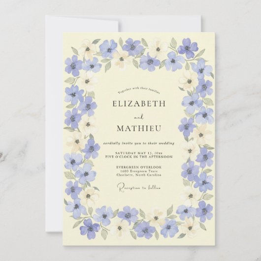 Lavendel-Blumenwiese-Hochzeit Einladung (Vorderseite)