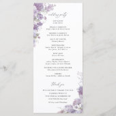 Lavendel Blumige Elegante Hochzeitszeremonie-Progr Programm (Rückseite)