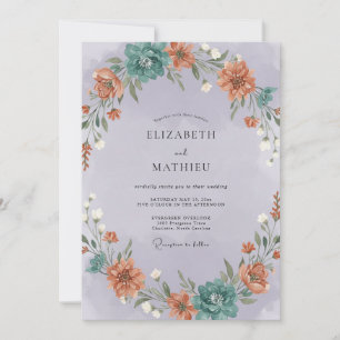 Lavendel Blumige Malerische Fülle Hochzeit Einladung