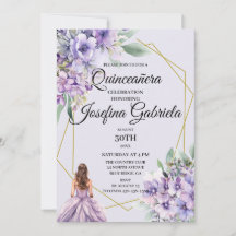 Lavendel-blumige Quinceañera-Einladung