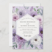 Lavendel Blumige Whimsy-Hochzeit Einladung (Vorderseite)