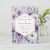 Lavendel Blumige Whimsy-Hochzeit Einladung (Stehend Vorderseite)