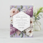 Lavendel Blumige Whimsy-Hochzeit Einladung (Stehend Vorderseite)