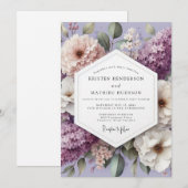 Lavendel Blumige Whimsy-Hochzeit Einladung (Vorne/Hinten)