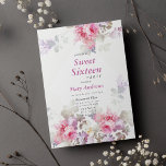 Lavendel Blush Pink Vintag Floral 16 . Geburtstag Einladung<br><div class="desc">Lavendel rot Rosa Vintage Blüte 16 . Geburtstag.</div>