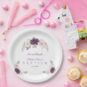 Lavendel Blush Weiße Blumentaufen Pappteller (Party)