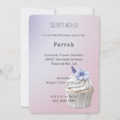Lavendel-Blüten-Cupcake-Birthday   Einladung (Vorderseite)