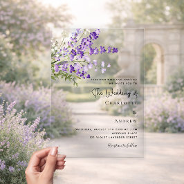 Lavendel-Blüten Violett Hochzeit Acryleinladungen