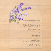 Lavendel-Blüten Violett-Hochzeit Acryleinladungen (Vorderseite)