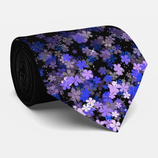 Lavendel-Blütencluster Herren-Schwarze Krawatte (Gerollt)