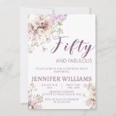 Lavendel Blütenfabulous 50. Geburtstag Einladung (Vorderseite)