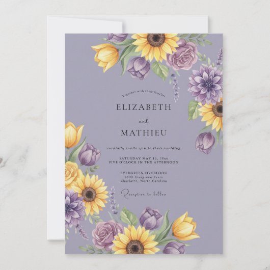 Lavendel-Blütenhochzeit Einladung (Vorderseite)