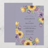 Lavendel-Blütenhochzeit Einladung (Vorne/Hinten)