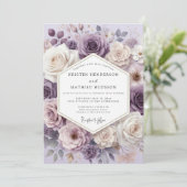 Lavendel-Blütenhochzeit Einladung (Stehend Vorderseite)