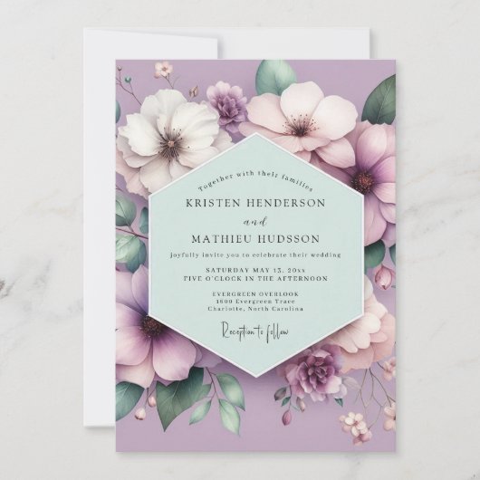 Lavendel-Blütentraum-Hochzeit Einladung (Vorderseite)