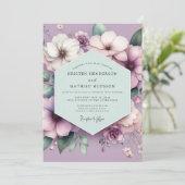 Lavendel-Blütentraum-Hochzeit Einladung (Stehend Vorderseite)