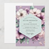 Lavendel-Blütentraum-Hochzeit Einladung (Vorne/Hinten)