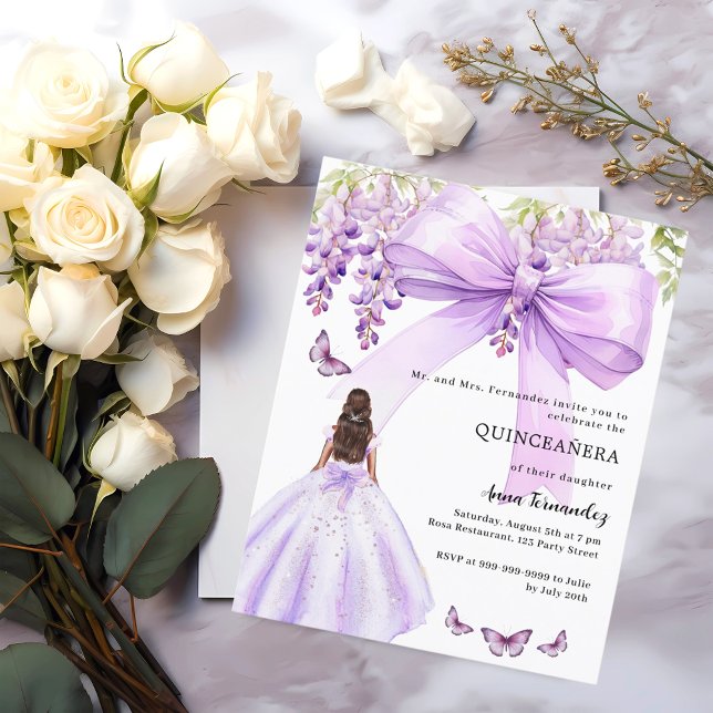 Lavendel Bogen Blumenkleid Quinceanera Einladung (Von Creator hochgeladen)
