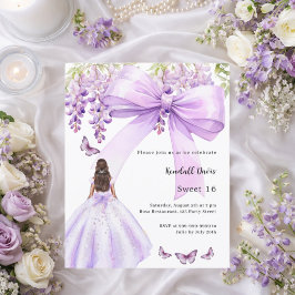 Lavendel Bogen Blumenkleid Sweet 16 Einladung