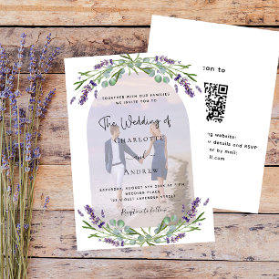Lavendel Bogen Foto Florals QR UAWG Hochzeit Einladung