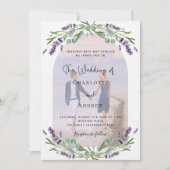 Lavendel Bogen Foto Florals QR UAWG Luxus Hochzeit Einladung (Vorderseite)