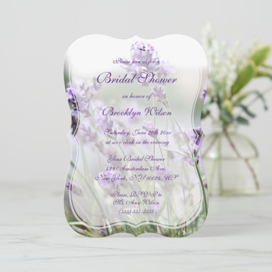 Lavendel Bohemisches Brautparty lädt Bracket ein Einladung (Stehend Vorderseite)