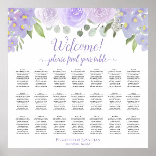 Lavendel Boho Rose 21 Tabelle Hochzeitstabelle Poster