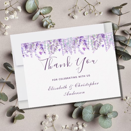 Lavendel Botanical Watercolor Wedding Dankeskarte