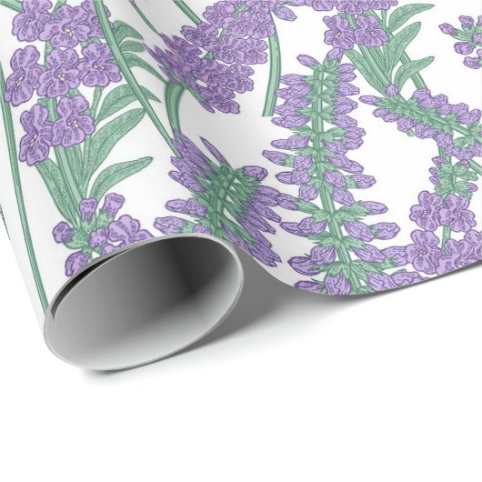 Lavendel-Botanik-Blumen-Geschenkverpackungsmuster Geschenkpapier (Rolleneckpunkt)