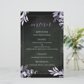 Lavendel-Botanik-Hochzeitsmenükarte (Stehend Vorderseite)