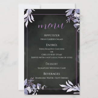 Lavendel-Botanik-Hochzeitsmenükarte