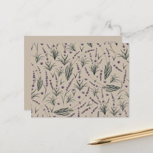Lavendel-Botanik-Muster-Postkarte Postkarte (Vorderseite/Rückseite Beispiel)