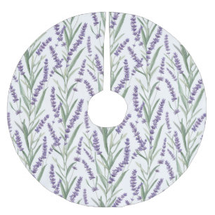 Lavendel-Botanikmuster Polyester Weihnachtsbaumdecke
