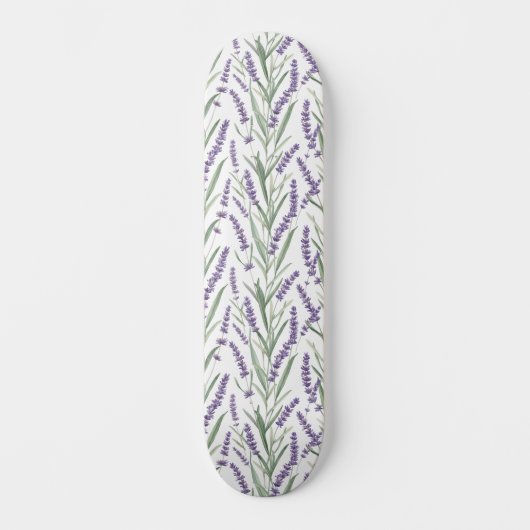 Lavendel-Botanikmuster Skateboard (Vorderseite)