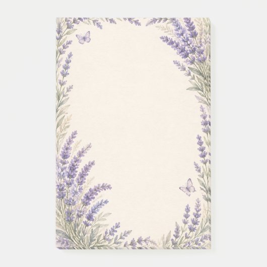 Lavendel Botanische Bordüre Post-it Klebezettel (Vorderseite)