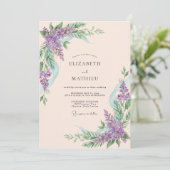Lavendel-Botanische Hochzeit Einladung (Stehend Vorderseite)