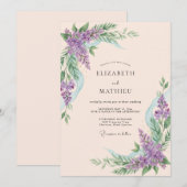Lavendel-Botanische Hochzeit Einladung (Vorne/Hinten)