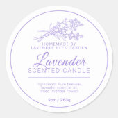 Lavendel-Botanische Kunst duftende Kerzen Zutaten Runder Aufkleber (Vorderseite)