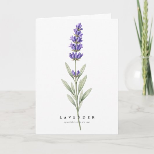 Lavendel Botanische Kunst Symbol der Hingabe und R Karte (Vorderseite)