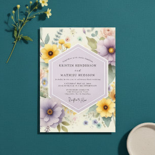 Lavendel-Botanische-Launen-Hochzeit Einladung